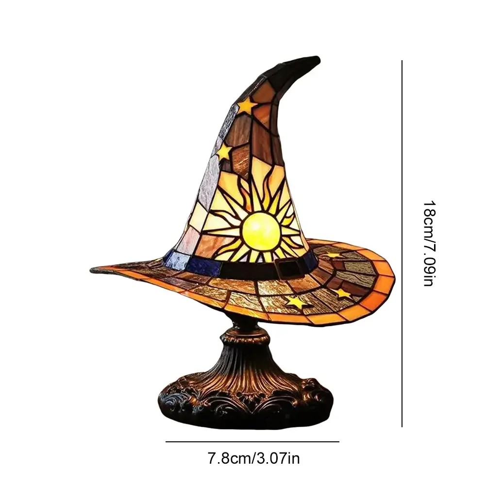 Lámpara artesanal de sombrero de bruja con encanto mágico